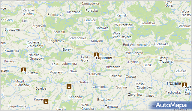 mapa Łapanów, Łapanów na mapie Targeo