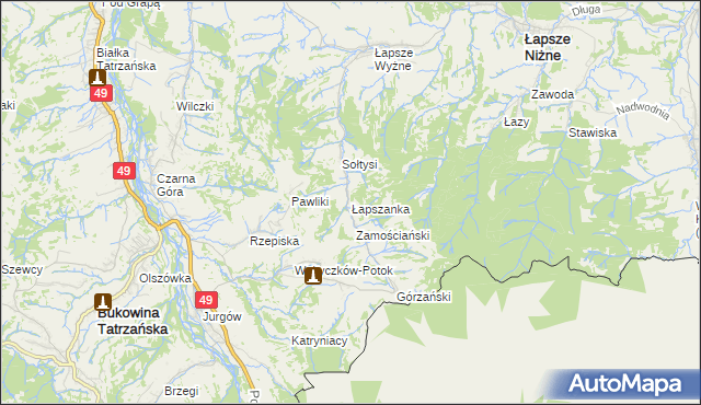 mapa Łapszanka, Łapszanka na mapie Targeo