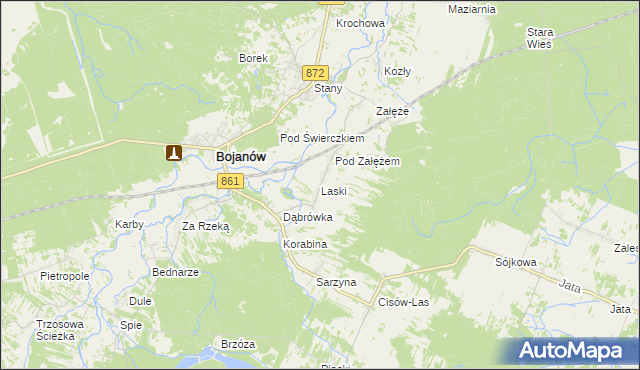 mapa Laski gmina Bojanów, Laski gmina Bojanów na mapie Targeo