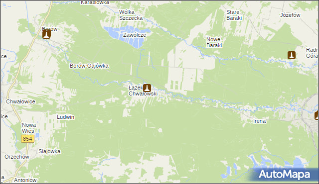 mapa Łążek gmina Zaklików, Łążek gmina Zaklików na mapie Targeo