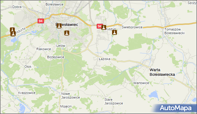 mapa Łaziska gmina Bolesławiec, Łaziska gmina Bolesławiec na mapie Targeo
