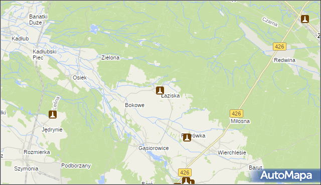 mapa Łaziska gmina Jemielnica, Łaziska gmina Jemielnica na mapie Targeo