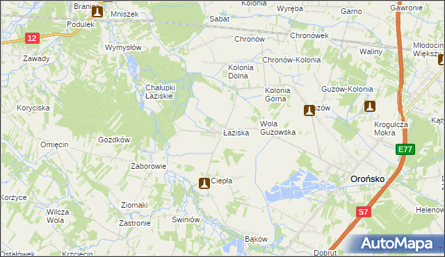 mapa Łaziska gmina Orońsko, Łaziska gmina Orońsko na mapie Targeo