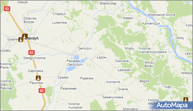 mapa Łazów gmina Sterdyń, Łazów gmina Sterdyń na mapie Targeo