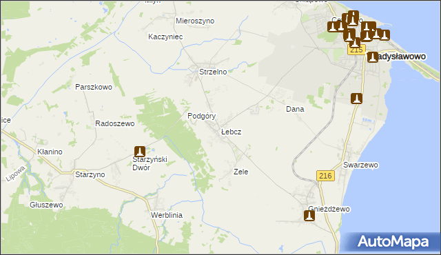 mapa Łebcz, Łebcz na mapie Targeo