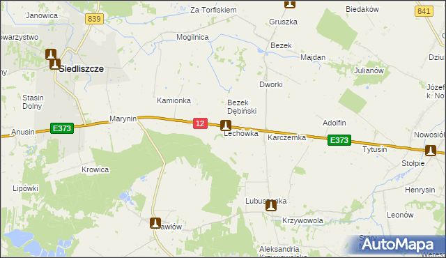 mapa Lechówka gmina Siedliszcze, Lechówka gmina Siedliszcze na mapie Targeo