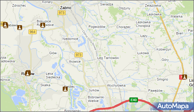 mapa Łęg Tarnowski, Łęg Tarnowski na mapie Targeo