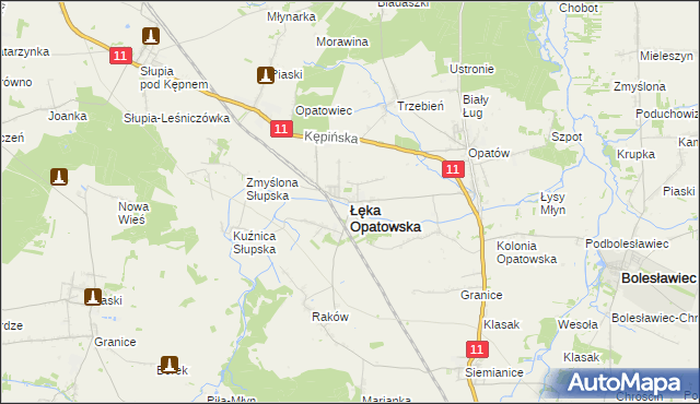 mapa Łęka Opatowska, Łęka Opatowska na mapie Targeo