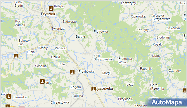 mapa Łęki Strzyżowskie, Łęki Strzyżowskie na mapie Targeo