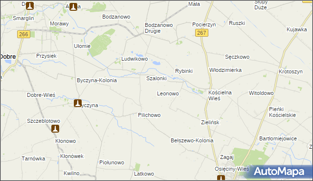 mapa Leonowo gmina Osięciny, Leonowo gmina Osięciny na mapie Targeo