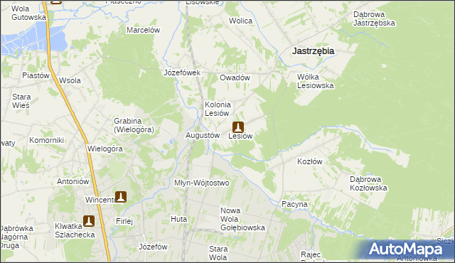 mapa Lesiów, Lesiów na mapie Targeo