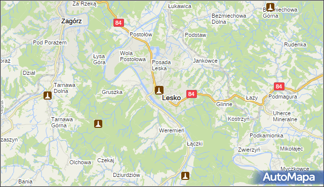 mapa Lesko, Lesko na mapie Targeo