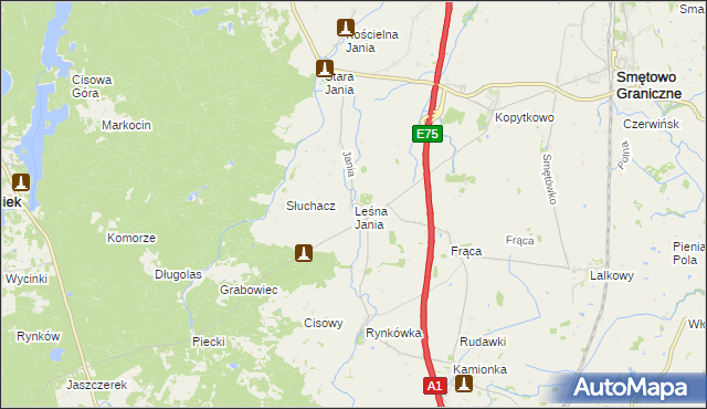 mapa Leśna Jania, Leśna Jania na mapie Targeo