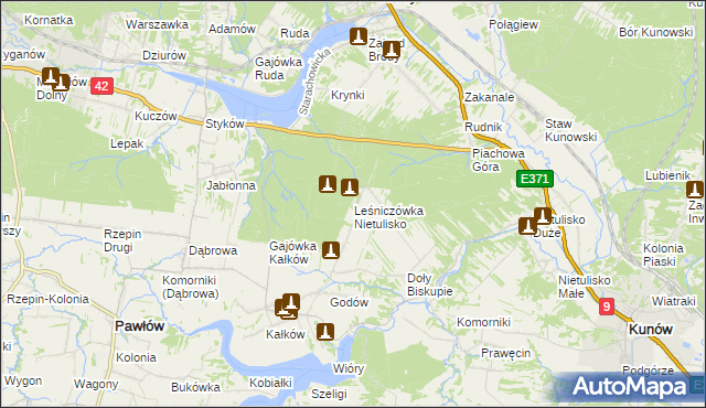 mapa Leśniczówka Nietulisko, Leśniczówka Nietulisko na mapie Targeo