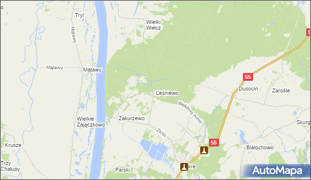 mapa Leśniewo gmina Grudziądz, Leśniewo gmina Grudziądz na mapie Targeo