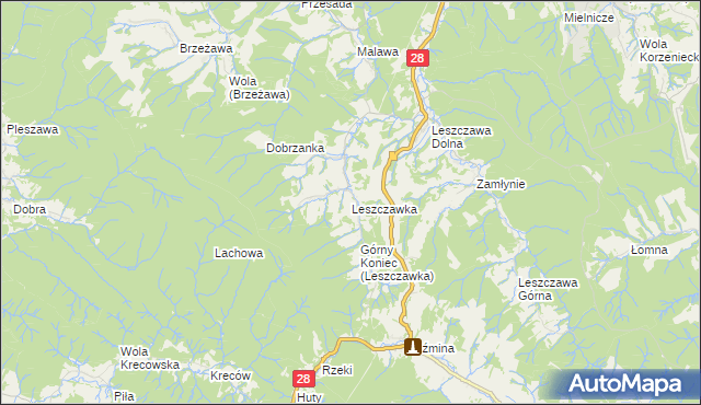 mapa Leszczawka, Leszczawka na mapie Targeo