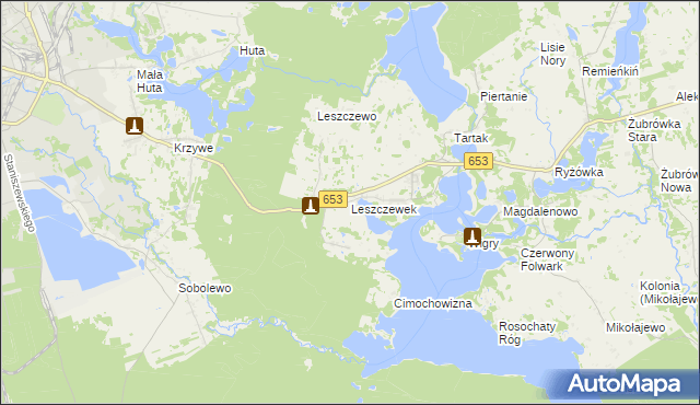 mapa Leszczewek, Leszczewek na mapie Targeo