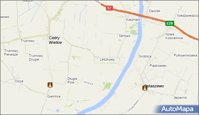 mapa Leszkowy, Leszkowy na mapie Targeo