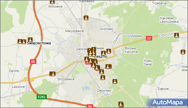 mapa Leszno, Leszno na mapie Targeo