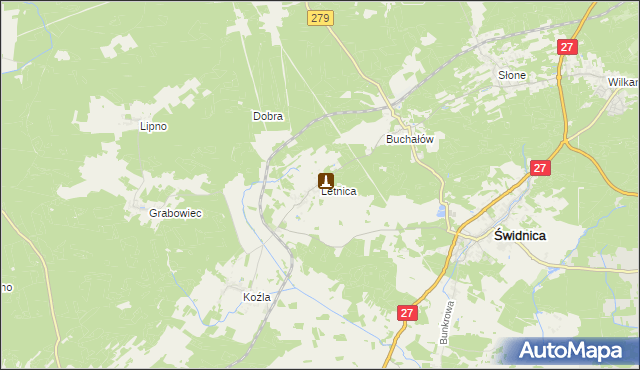 mapa Letnica, Letnica na mapie Targeo