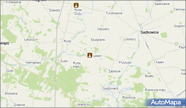 mapa Lewin gmina Sadkowice, Lewin gmina Sadkowice na mapie Targeo