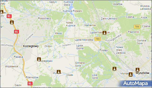 mapa Lgota Górna, Lgota Górna na mapie Targeo