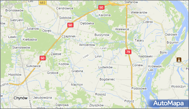 mapa Linin, Linin na mapie Targeo