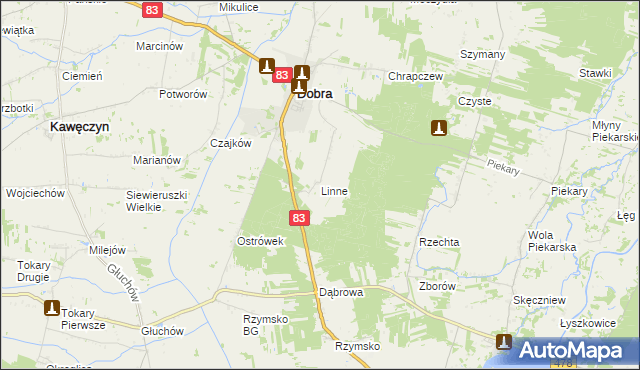 mapa Linne gmina Dobra, Linne gmina Dobra na mapie Targeo