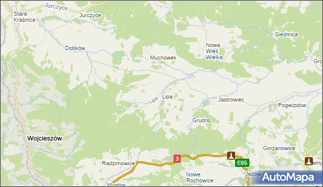 mapa Lipa gmina Bolków, Lipa gmina Bolków na mapie Targeo