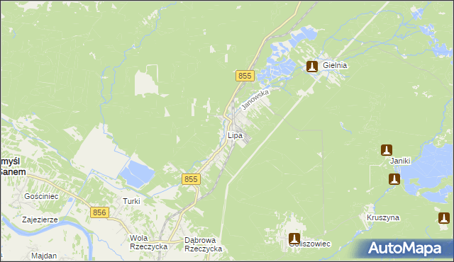 mapa Lipa gmina Zaklików, Lipa gmina Zaklików na mapie Targeo