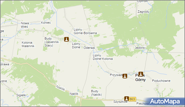 mapa Lipiny Dolne-Kolonia, Lipiny Dolne-Kolonia na mapie Targeo