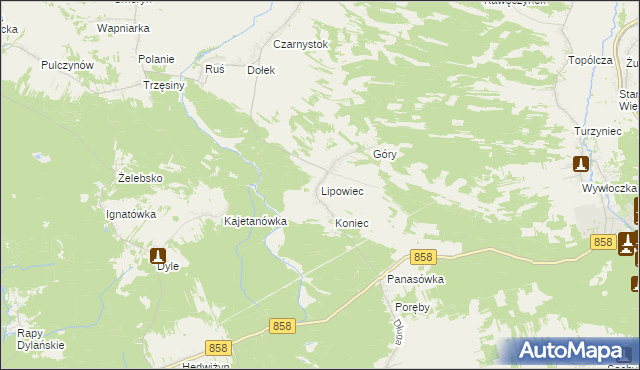 mapa Lipowiec gmina Tereszpol, Lipowiec gmina Tereszpol na mapie Targeo