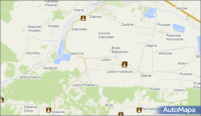 mapa Lipsko gmina Zamość, Lipsko gmina Zamość na mapie Targeo