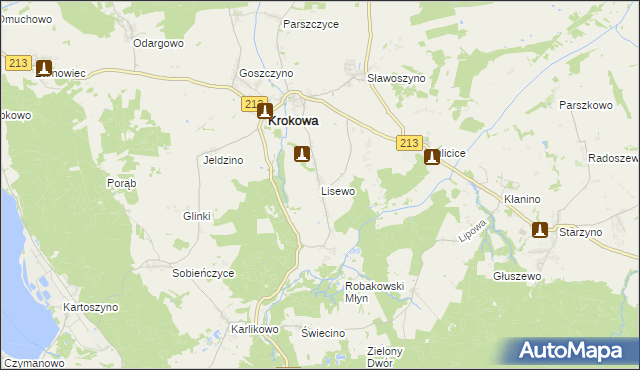 mapa Lisewo gmina Krokowa, Lisewo gmina Krokowa na mapie Targeo