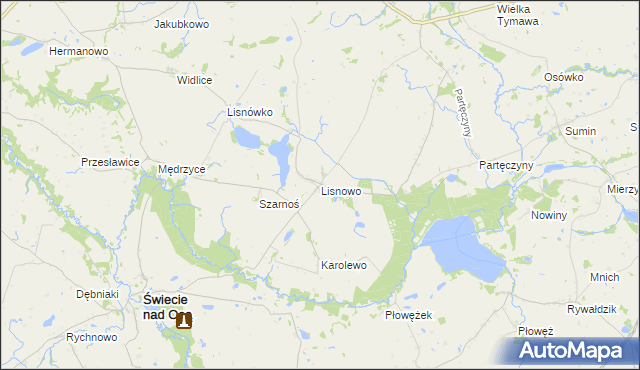 mapa Lisnowo, Lisnowo na mapie Targeo