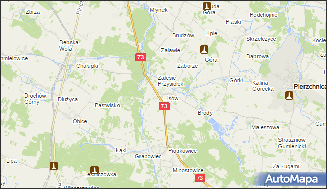 mapa Lisów gmina Morawica, Lisów gmina Morawica na mapie Targeo