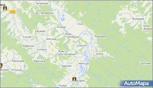 mapa Łodzina, Łodzina na mapie Targeo