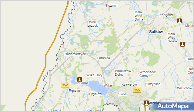 mapa Łomnica gmina Zgorzelec, Łomnica gmina Zgorzelec na mapie Targeo