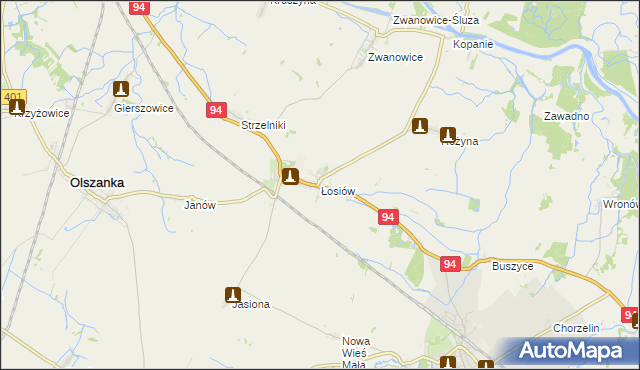 mapa Łosiów, Łosiów na mapie Targeo