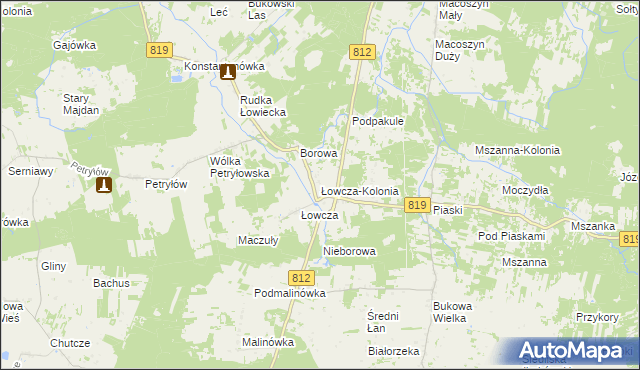 mapa Łowcza-Kolonia, Łowcza-Kolonia na mapie Targeo