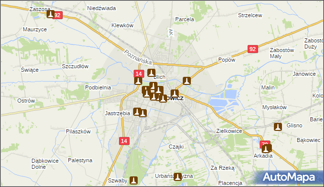 mapa Łowicza, Łowicz na mapie Targeo