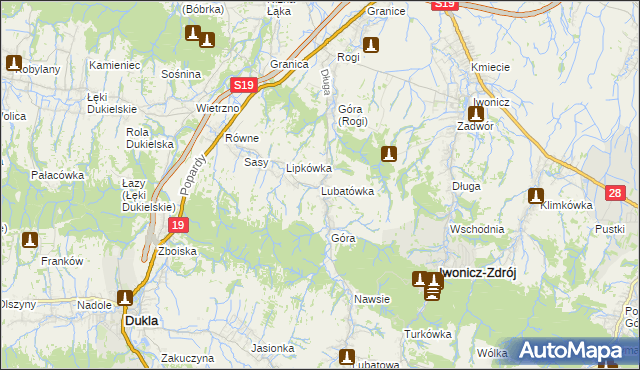 mapa Lubatówka, Lubatówka na mapie Targeo
