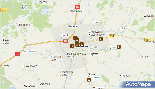 mapa Lubawa, Lubawa na mapie Targeo