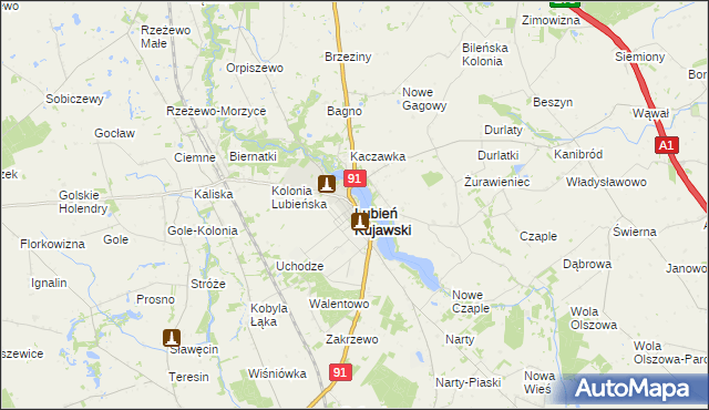 mapa Lubień Kujawski, Lubień Kujawski na mapie Targeo
