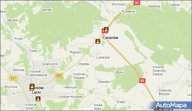 mapa Lubiesza, Lubiesza na mapie Targeo