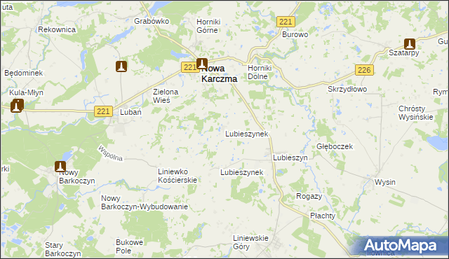 mapa Lubieszynek gmina Nowa Karczma, Lubieszynek gmina Nowa Karczma na mapie Targeo