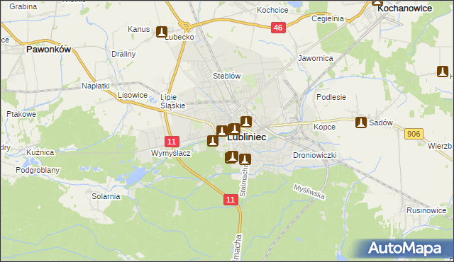 mapa Lubliniec, Lubliniec na mapie Targeo