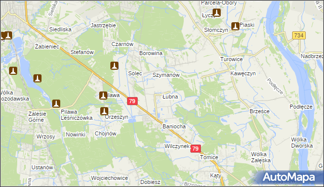 mapa Łubna gmina Góra Kalwaria, Łubna gmina Góra Kalwaria na mapie Targeo