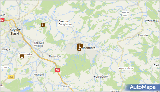 mapa Lubomierz powiat lwówecki, Lubomierz powiat lwówecki na mapie Targeo