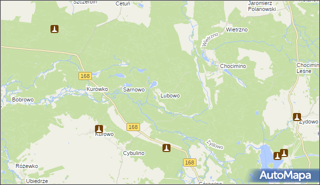 mapa Lubowo gmina Bobolice, Lubowo gmina Bobolice na mapie Targeo